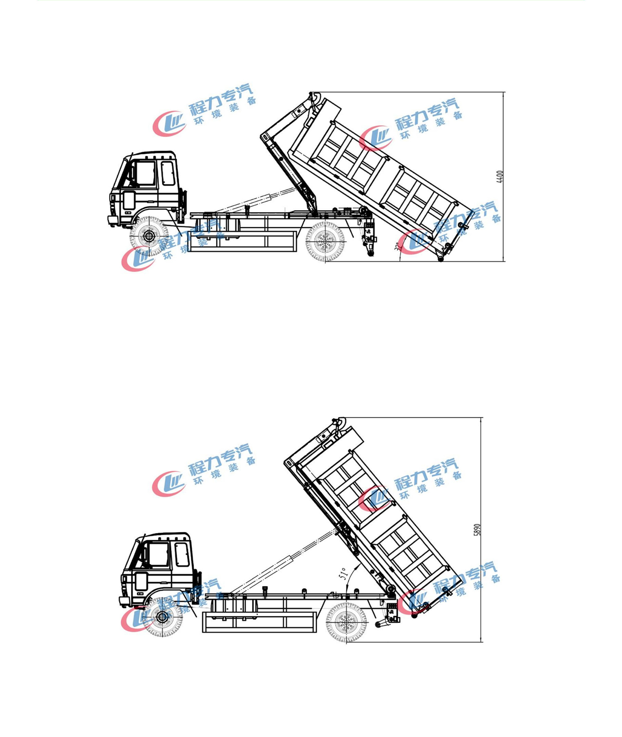 东风华神T5后双桥勾臂垃圾车