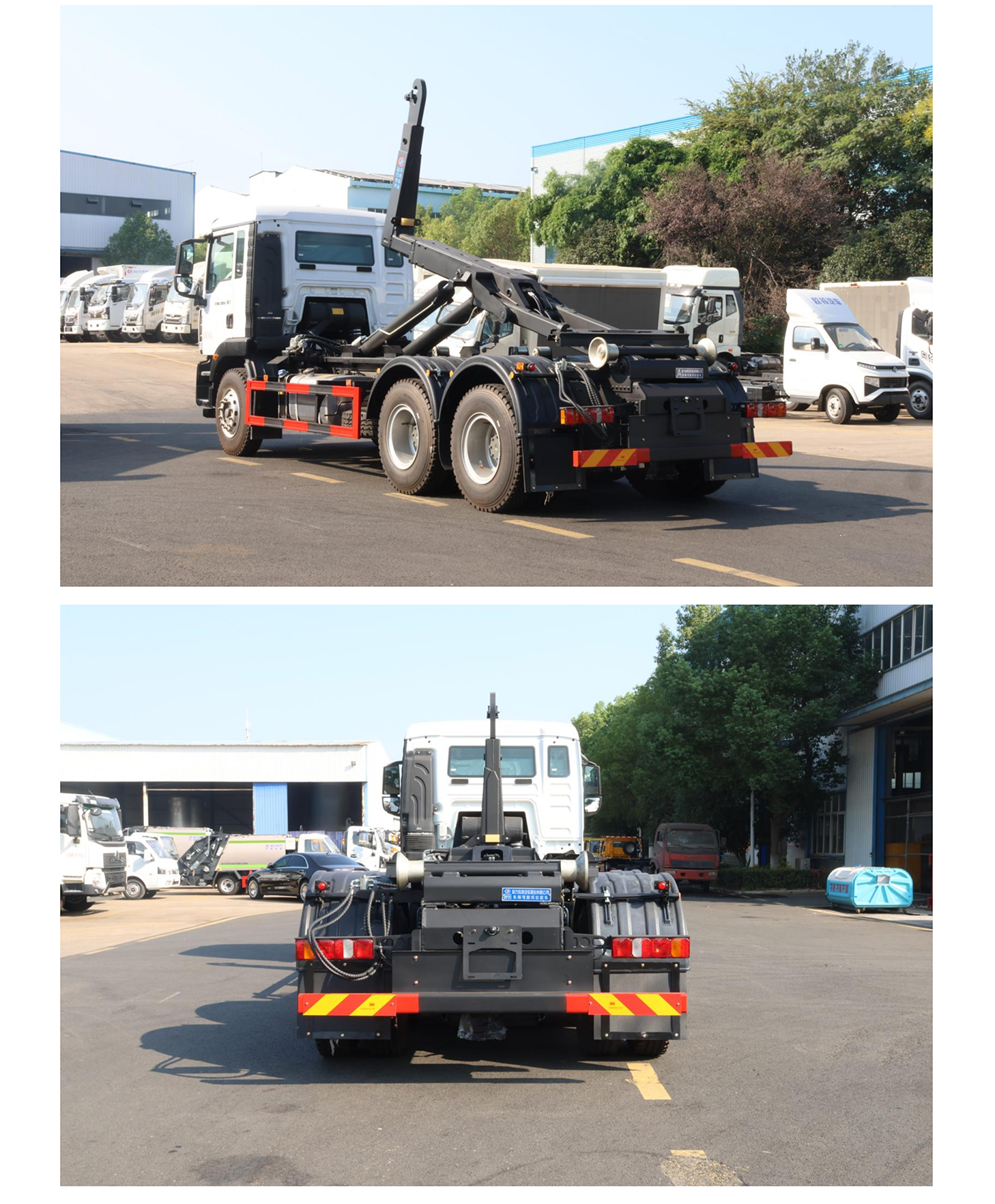 重汽汕德卡后双桥勾臂垃圾车